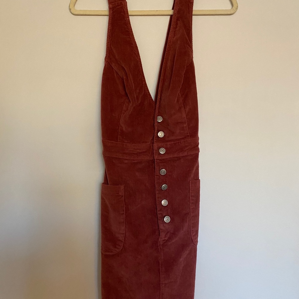 Lulus Rusty Rose Corduroy Pinafore Dress
